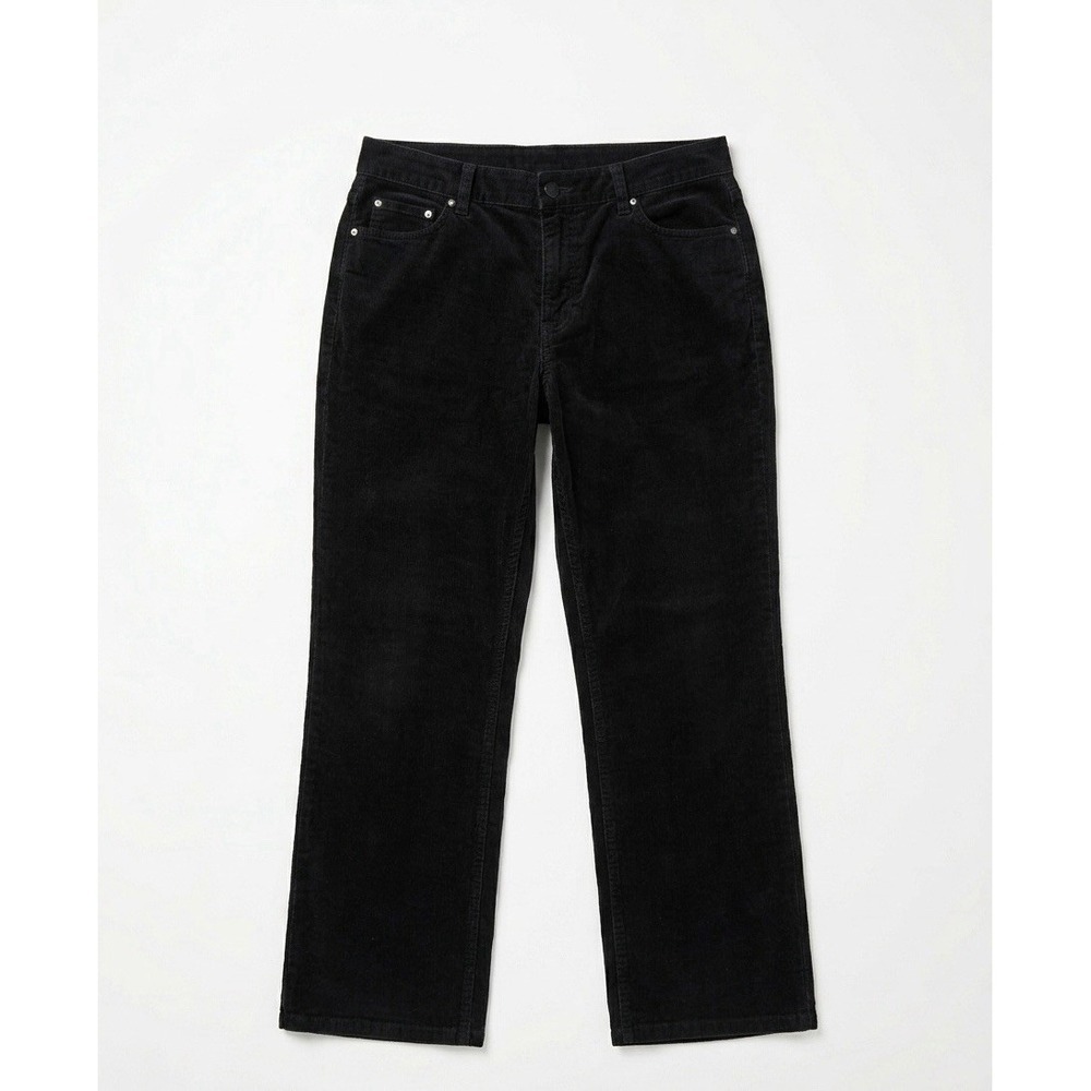 Dockers Women Black Corduroy Straight Leg Pants Size 10 Frayed Hem Stretch